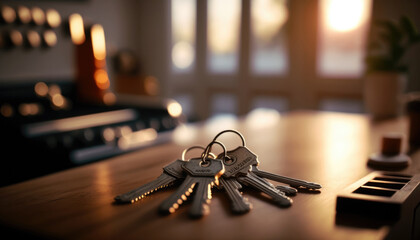 Keys on table with door in background for Lock Rekey in Downtown Vancouver services.