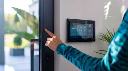 Sleek smart home security system interface on a smartphone.