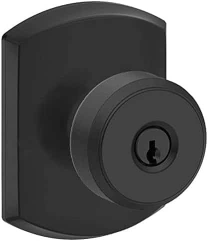 Schlage F51A-BWE-GRW Bowery Single Cylinder Keyed Entry Door Knob Set with Decor